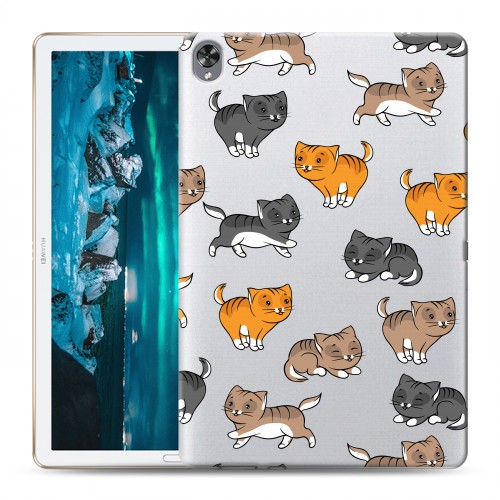 Полупрозрачный дизайнерский пластиковый чехол для Huawei MediaPad M6 10.8 Прозрачные котята