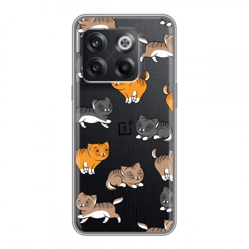Полупрозрачный дизайнерский силиконовый чехол для OnePlus 10T Прозрачные котята