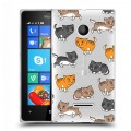 Полупрозрачный дизайнерский пластиковый чехол для Microsoft Lumia 435 Прозрачные котята