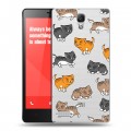 Полупрозрачный дизайнерский пластиковый чехол для Xiaomi RedMi Note Прозрачные котята