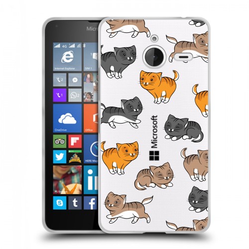 Полупрозрачный дизайнерский пластиковый чехол для Microsoft Lumia 640 XL Прозрачные котята