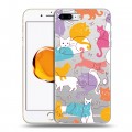 Полупрозрачный дизайнерский силиконовый чехол для Iphone 7 Plus / 8 Plus Прозрачные кошки
