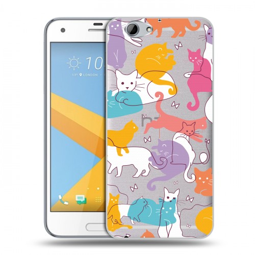 Полупрозрачный дизайнерский пластиковый чехол для HTC One A9S Прозрачные кошки