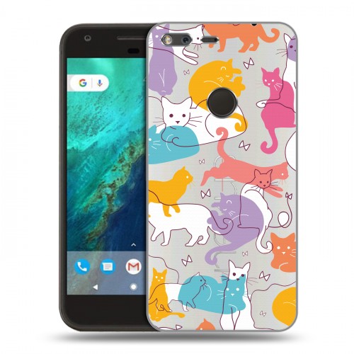 Полупрозрачный дизайнерский пластиковый чехол для Google Pixel Прозрачные кошки