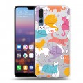 Полупрозрачный дизайнерский пластиковый чехол для Huawei P20 Pro Прозрачные кошки