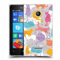 Полупрозрачный дизайнерский пластиковый чехол для Microsoft Lumia 435 Прозрачные кошки