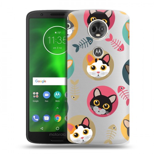 Полупрозрачный дизайнерский пластиковый чехол для Motorola Moto E5 Plus Прозрачные кошки