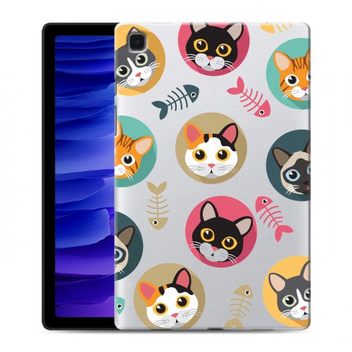 Полупрозрачный дизайнерский силиконовый чехол для Samsung Galaxy Tab A7 10.4 (2020) Прозрачные кошки