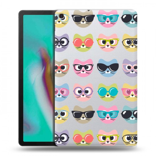 Полупрозрачный дизайнерский пластиковый чехол для Samsung Galaxy Tab A 10.1 (2019) Прозрачные кошки