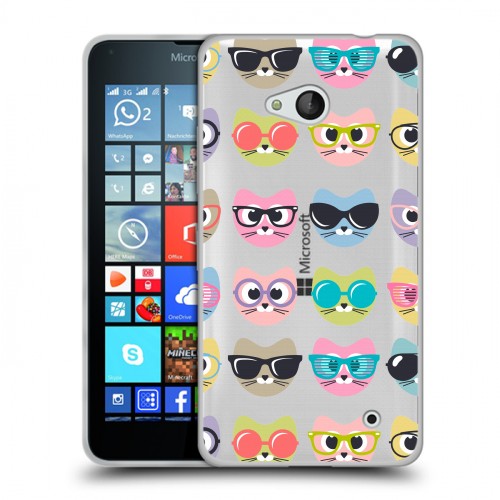 Полупрозрачный дизайнерский силиконовый чехол для Microsoft Lumia 640 Прозрачные кошки