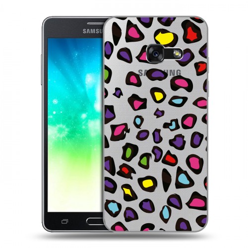 Полупрозрачный дизайнерский пластиковый чехол для Samsung Galaxy A3 (2017) Прозрачные леопарды