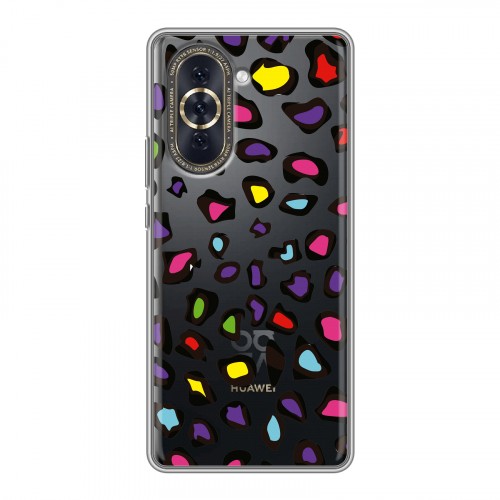 Полупрозрачный дизайнерский силиконовый с усиленными углами чехол для Huawei Nova 10 Прозрачные леопарды