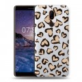 Полупрозрачный дизайнерский пластиковый чехол для Nokia 7 Plus Прозрачные леопарды