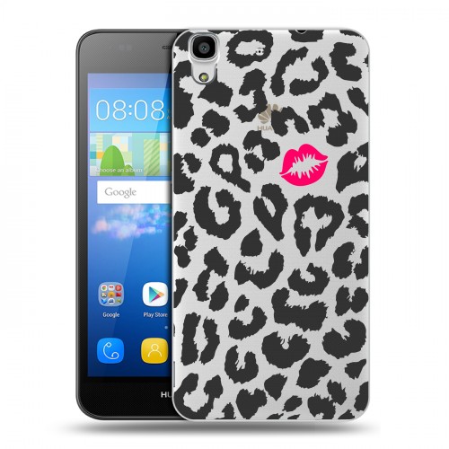 Полупрозрачный дизайнерский пластиковый чехол для Huawei Y6 Прозрачные леопарды