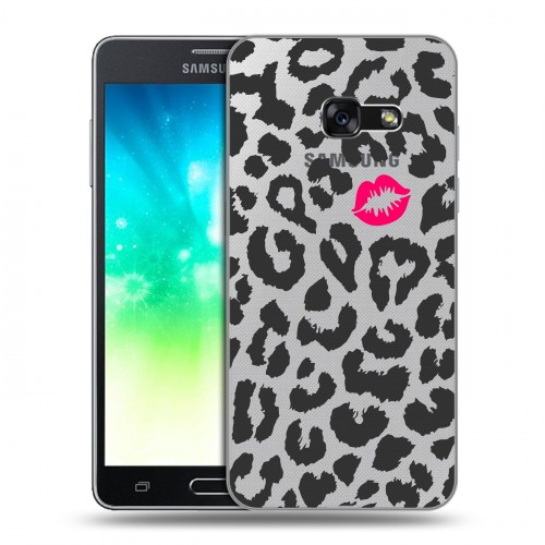 Полупрозрачный дизайнерский силиконовый с усиленными углами чехол для Samsung Galaxy A3 (2017) Прозрачные леопарды