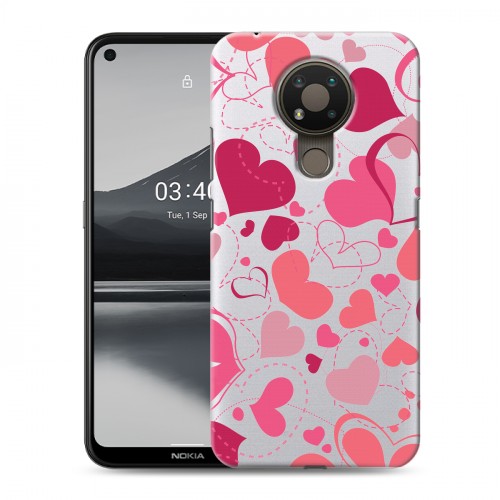 Полупрозрачный дизайнерский силиконовый чехол для Nokia 3.4 Прозрачные сердца