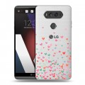 Полупрозрачный дизайнерский пластиковый чехол для LG V20 Прозрачные сердечки