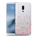 Полупрозрачный дизайнерский пластиковый чехол для Meizu 16th Plus Прозрачные сердечки