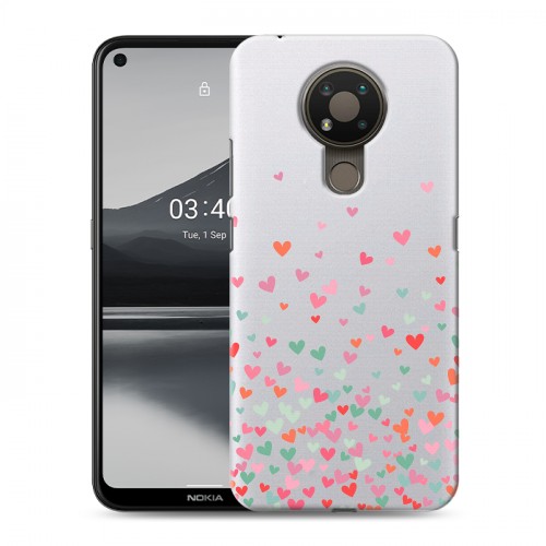 Полупрозрачный дизайнерский силиконовый чехол для Nokia 3.4 Прозрачные сердечки
