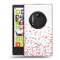 Полупрозрачный дизайнерский пластиковый чехол для Nokia Lumia 1020 Прозрачные сердечки