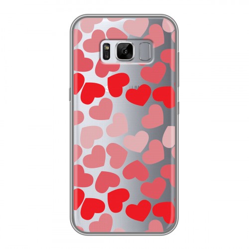 Полупрозрачный дизайнерский пластиковый чехол для Samsung Galaxy S8 Plus Прозрачные сердечки