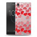 Полупрозрачный дизайнерский пластиковый чехол для Sony Xperia L1 Прозрачные сердечки