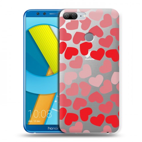 Полупрозрачный дизайнерский пластиковый чехол для Huawei Honor 9 Lite Прозрачные сердечки