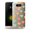 Полупрозрачный дизайнерский пластиковый чехол для LG G5 Прозрачные сердечки