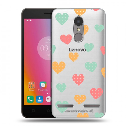 Полупрозрачный дизайнерский пластиковый чехол для Lenovo K6 Прозрачные сердечки