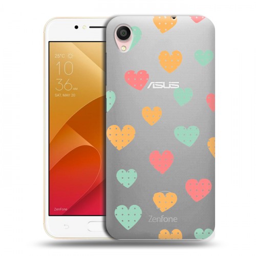 Полупрозрачный дизайнерский пластиковый чехол для ASUS ZenFone Live L1 Прозрачные сердечки