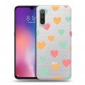 Полупрозрачный дизайнерский силиконовый с усиленными углами чехол для Xiaomi Mi9 Прозрачные сердечки