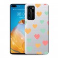 Полупрозрачный дизайнерский пластиковый чехол для Huawei P40 Прозрачные сердечки