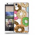 Полупрозрачный дизайнерский пластиковый чехол для HTC Desire 626 Прозрачные пончики