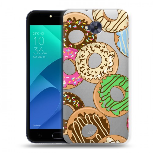 Полупрозрачный дизайнерский пластиковый чехол для ASUS ZenFone 4 Selfie Прозрачные пончики