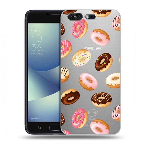 Полупрозрачный дизайнерский силиконовый чехол для ASUS ZenFone 4 Pro Прозрачные пончики