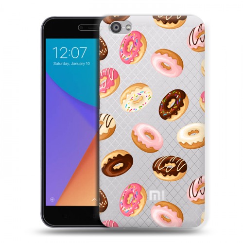 Полупрозрачный дизайнерский пластиковый чехол для Xiaomi RedMi Note 5A Прозрачные пончики
