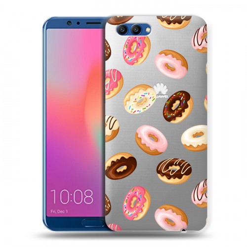 Полупрозрачный дизайнерский пластиковый чехол для Huawei Honor View 10 Прозрачные пончики