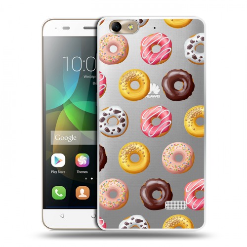 Полупрозрачный дизайнерский пластиковый чехол для Huawei Honor 4C Прозрачные пончики