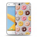 Полупрозрачный дизайнерский пластиковый чехол для HTC One A9S Прозрачные пончики