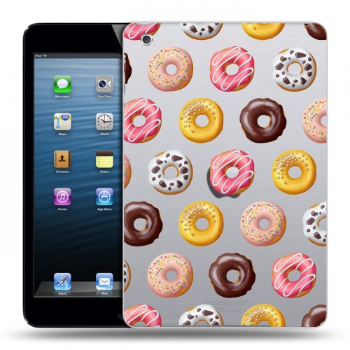 Полупрозрачный дизайнерский пластиковый чехол для Ipad Mini Прозрачные пончики