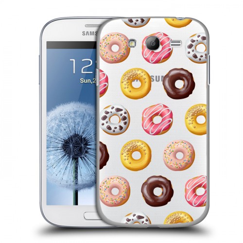 Полупрозрачный дизайнерский пластиковый чехол для Samsung Galaxy Grand Прозрачные пончики