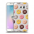 Полупрозрачный дизайнерский пластиковый чехол для Samsung Galaxy S6 Edge Прозрачные пончики