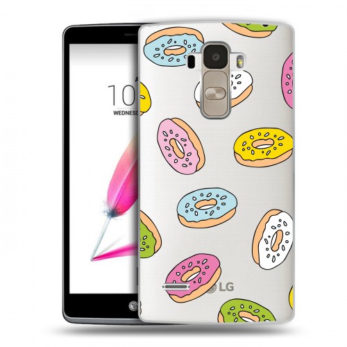 Полупрозрачный дизайнерский пластиковый чехол для LG G4 Stylus Прозрачные пончики