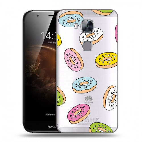 Полупрозрачный дизайнерский пластиковый чехол для Huawei G8 Прозрачные пончики