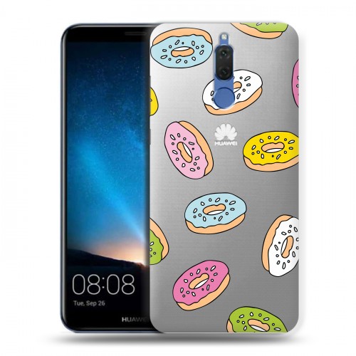 Полупрозрачный дизайнерский силиконовый чехол для Huawei Nova 2i Прозрачные пончики