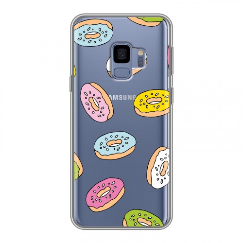 Полупрозрачный дизайнерский пластиковый чехол для Samsung Galaxy S9 Прозрачные пончики