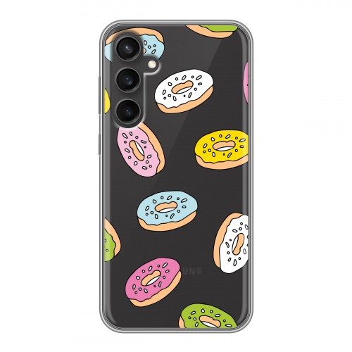 Полупрозрачный дизайнерский силиконовый чехол для Samsung Galaxy S23 FE Прозрачные пончики