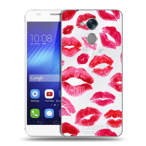 Полупрозрачный дизайнерский пластиковый чехол для Huawei Honor 6C Прозрачные поцелуи