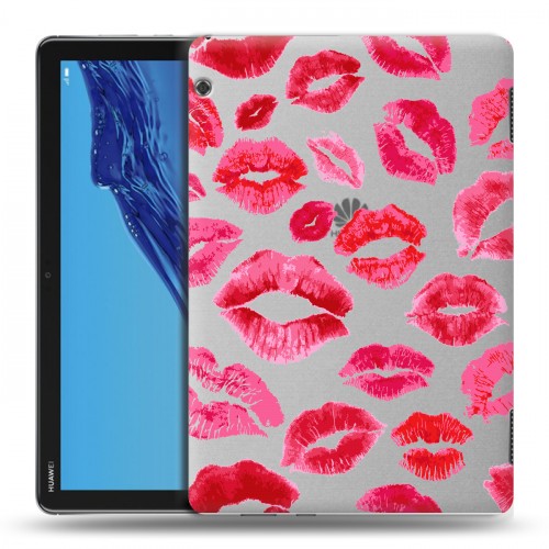Полупрозрачный дизайнерский силиконовый с усиленными углами чехол для Huawei MediaPad T5 Прозрачные поцелуи