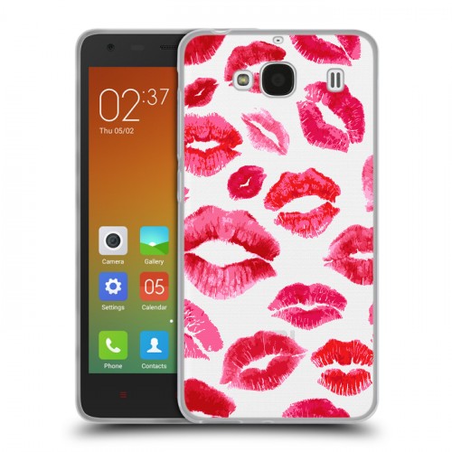Полупрозрачный дизайнерский пластиковый чехол для Xiaomi RedMi 2 Прозрачные поцелуи